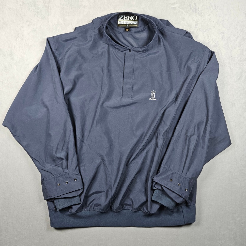 Vintage Zero Restriction Golf Jacket Mens XXL Blue TPC Michigan Windbreaker